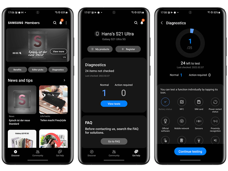 Samsung's battery diagnostic function gives you the low down on what's happening behind the scenes.