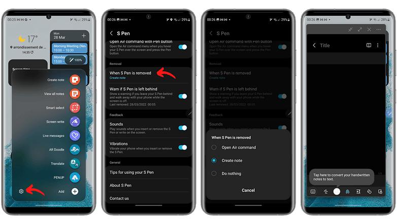 Screenshots: Configure the S Pen behaviour on your S22 Ultra