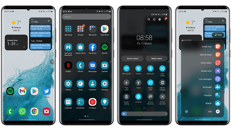 Screenshots der OneUI 4.0 auf dem Galaxy S22 Ultra