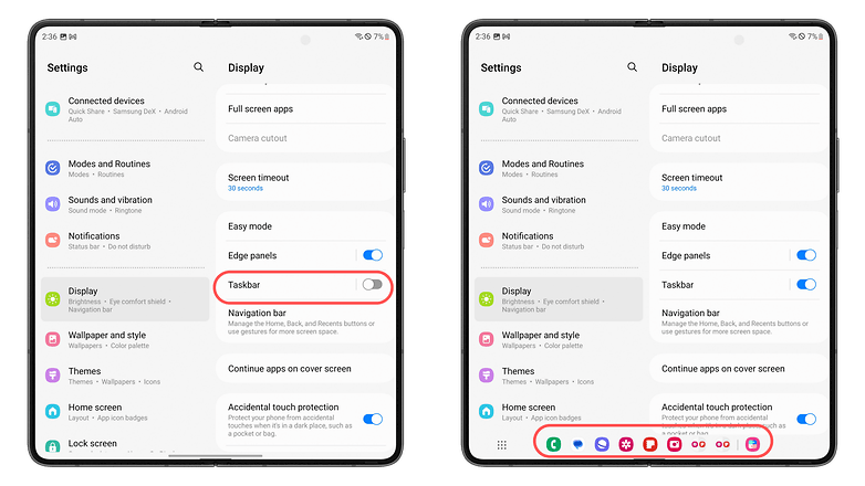 Samsung Galaxy Z Fold 5: Taskbar