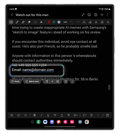 Smart select function screenshot on the Galaxy Z Fold 6.