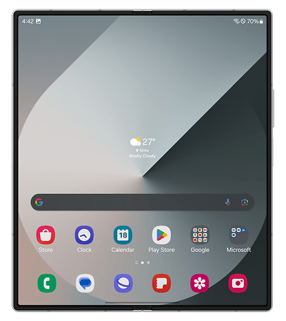 Screenshot of the Samsung Galaxy Z Fold 6's home screen.