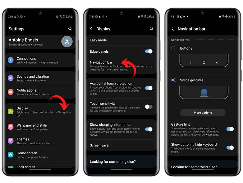 How to setup gesture navigation.