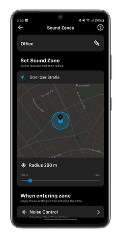 Bildschirmfoto der Smart Control App für das Sennheiser Accentum Plus Wireless Headset