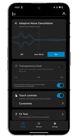 Screenshot der Smart Control App für den Test des Sennheiser Momentum True Wireless 4