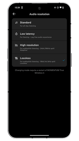 Screenshot der Smart Control App für den Test des Sennheiser Momentum True Wireless 4