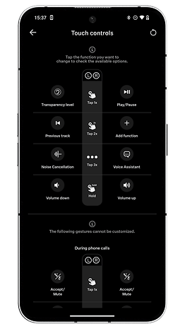 Capture d'écran de l'application Smart Control des écouteurs Sennheiser Momentum True Wireless 4