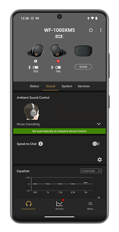 Sony Headphones Connect app screenshot
