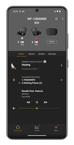 Screenshots der Headphones-Connect-App von Sony