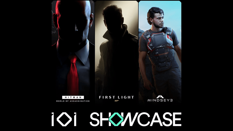 Showcase banner featuring Hitman, First Light, and Mindseye with 'IOI SHOWCASE' text. Showcase banner featuring Hitman, First Light, and Mindseye with 'IOI SHOWCASE' text.