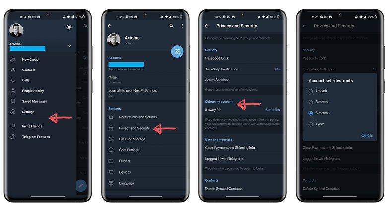 telegram jak automaticky smazat účet android 1