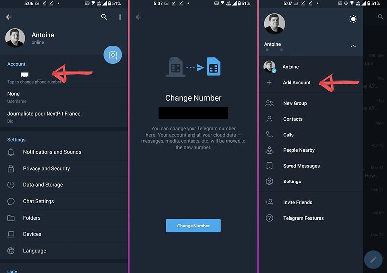 telegram how to change number true