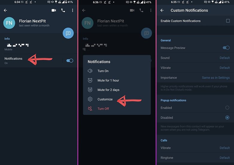 telegram how to custom notifications