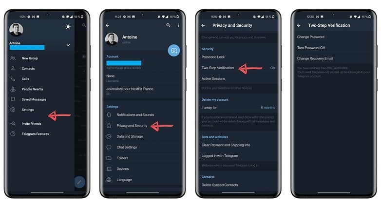 telegram how to two step verification