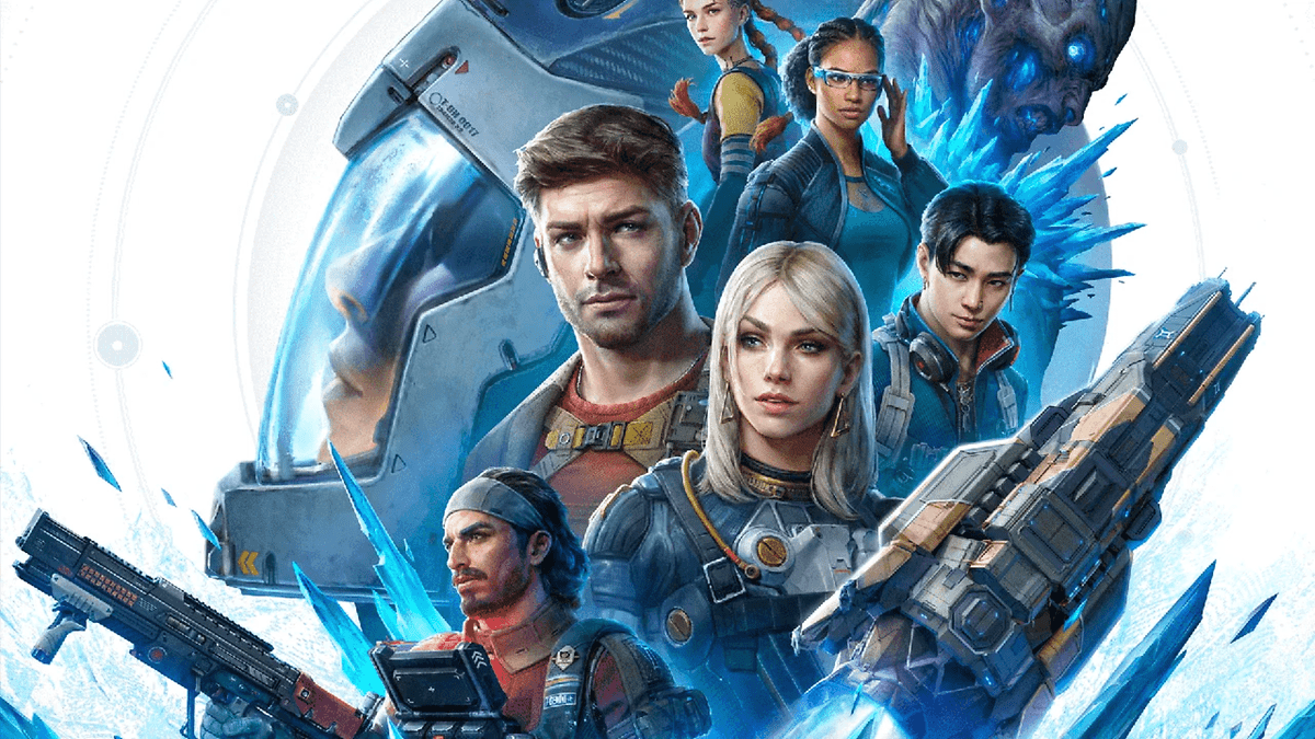 Groupe de personnages de 'The Expanse: Osiris Reborn', avec armures et armes futuristes.