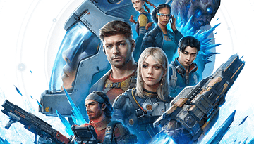 Groupe de personnages de 'The Expanse: Osiris Reborn', avec armures et armes futuristes.