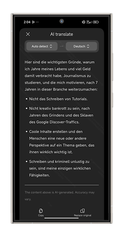 Ein Screenshot von einem Xiaomi-Smartphone, der die KI-Notizen-Funktion von HyperOS zeigt.