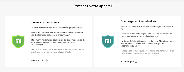 Capture d'écran de la page officielle de Xiaomi Care sur le site de Xiaomi.