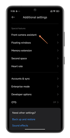 Screenshot von Xiaomis Fill-Light-Funktion