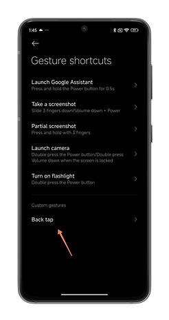 HyperOS screenshots showing how to use the Back tap feature on your Xiaomi smartphone.