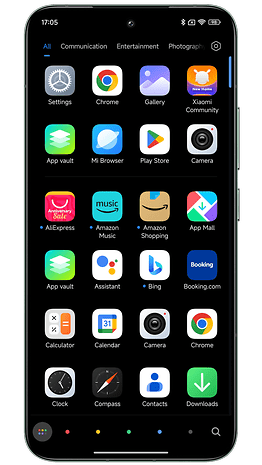 Capture d'écran de Xiaomi HyperOS montrant le tiroir d'applications
