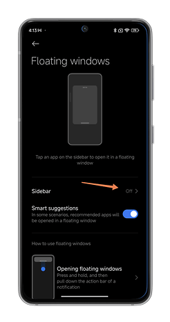 HyperOS screenshots on how to enable the Sidebar on your Xiaomi smartphone.