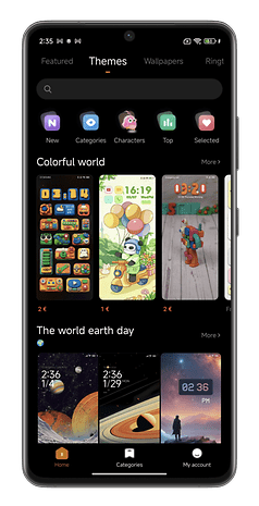 Capture d'écran de Xiaomi HyperOS montrant comment personalliser le thème