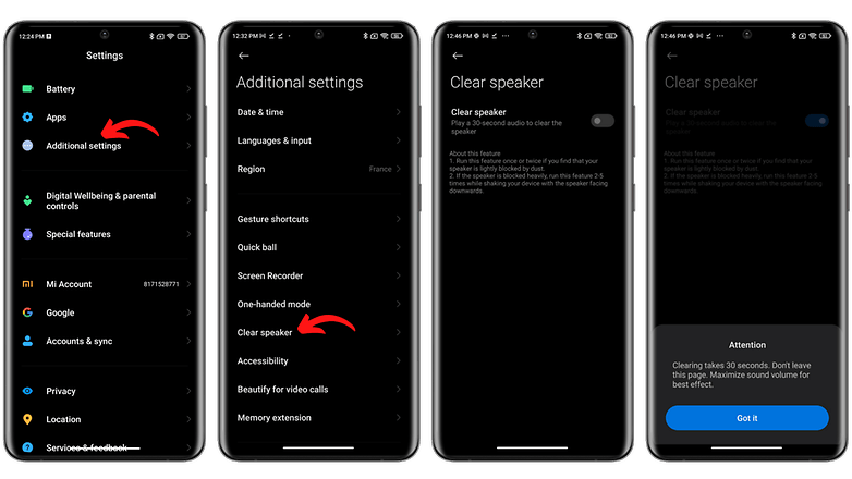 A hidden MIUI option that claims to "clean" the speakers