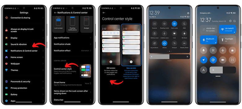 Screenshots vom Control-Center unter MIUI