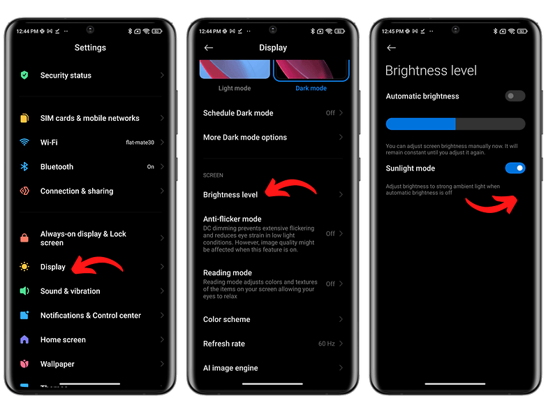 Sunlight mode boosts brightness for outdoor use