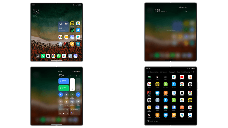 Xiaomi Mix Fold 2 interface smartphone déplié