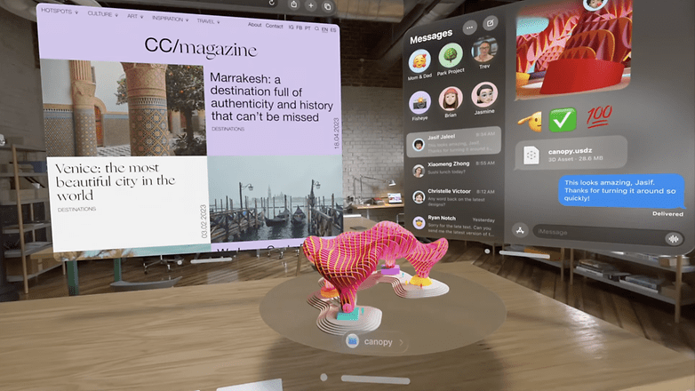 Apple Vision Pro being used as an AR tool for work