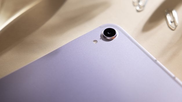 Close-up of the Apple iPad Mini 7's rear camera, showing the sleek design and finish.