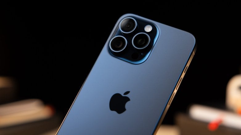 The iPhone 15 Pro Max viewed from the back