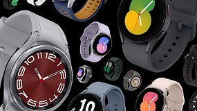 A selection of Samsung Galaxy Watches floating in the air.