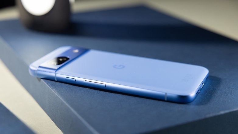 Google Pixel 8a viewed from the side