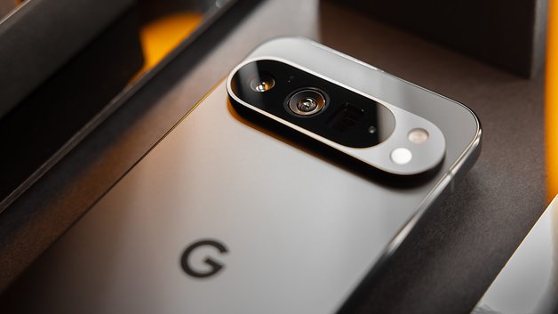 The Google Pixel 9 Pro XL seen from the back with a zoom on its photo module.