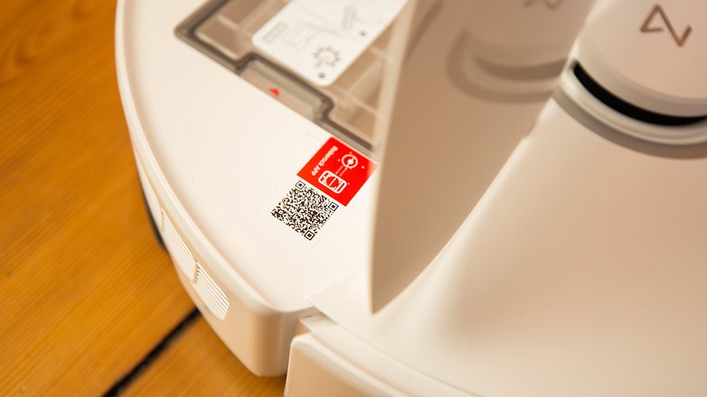 Roborock S8+ setup is helped by a QR Code under the hood.