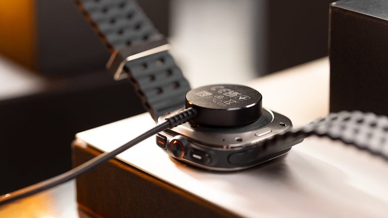 Samsung Galaxy Watch Ultra magnetic charging puck highlighted