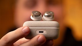 Sennheiser Momentum True Wireless 4 earbuds on top of the charging case