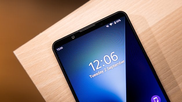 Close-up of a Sony Xperia 1 VIII smartphone displaying the time 12:06 and date Tuesday 2 September.