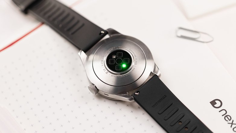 Withings Smartwatch 2 PPG heart sensor and TempTech 24/7 module highlighted.