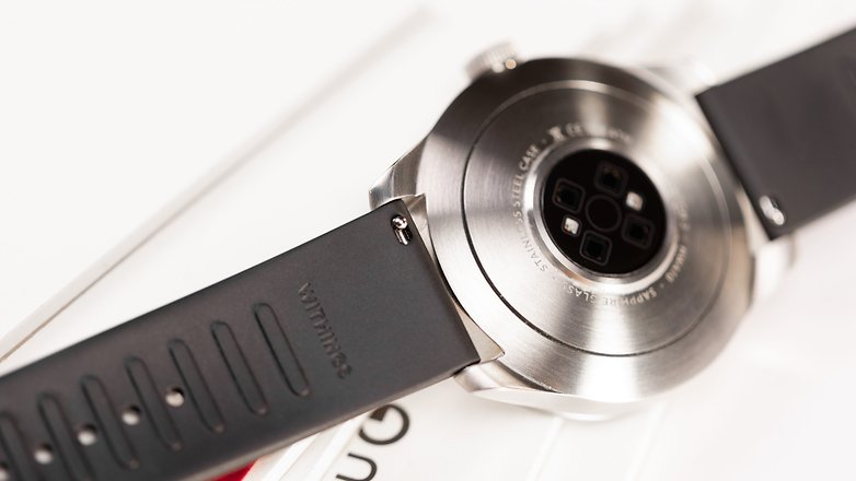 Detail of the Withings Smartwatch 2 strap mechanism.