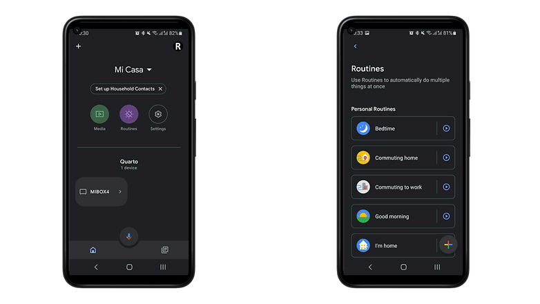 Google Home app showing Assistant's routines