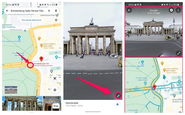 Skrin Pisah Paparan Jalan Peta Google