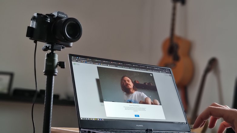 Video call on a computer with a camera