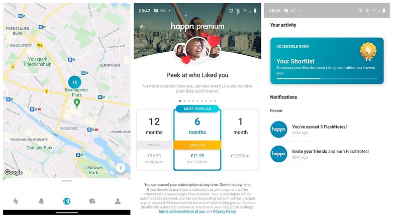 Happn app screenshots