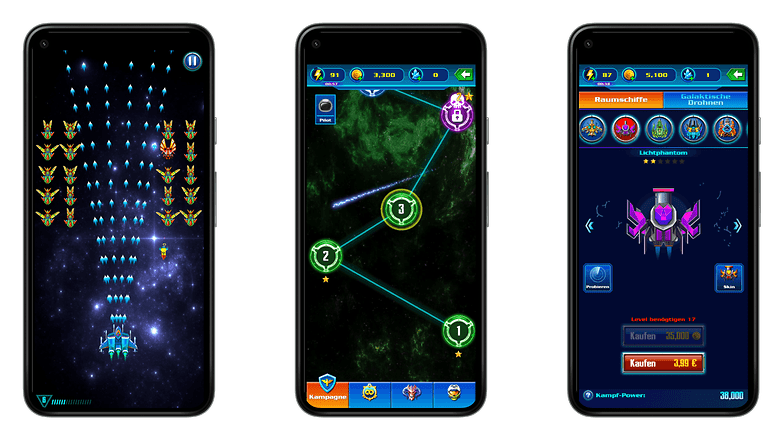 Screenshots des Mobile Game "Galaxy Attack".