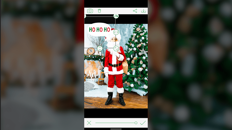 A screenshot os the Girls Photo Editor app with Christmas greetings