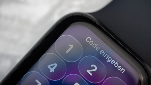 Close-up of an Apple Watch SE 3 displaying a passcode entry screen.